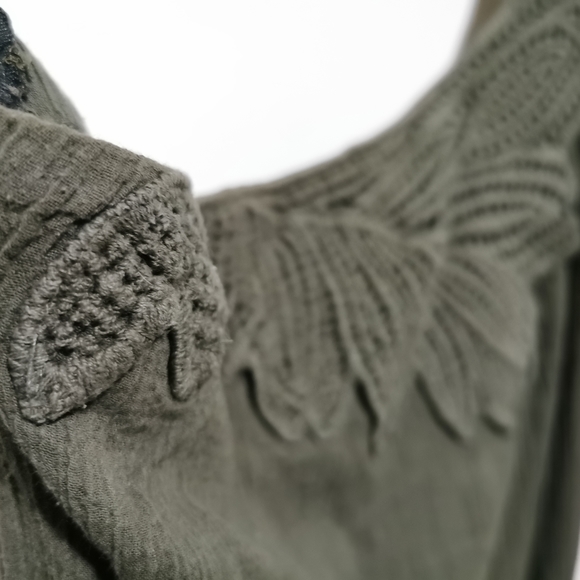 City Triangles Army Green Crepe One Shoulder Embroidered Mini Dress - Picture 5 of 10